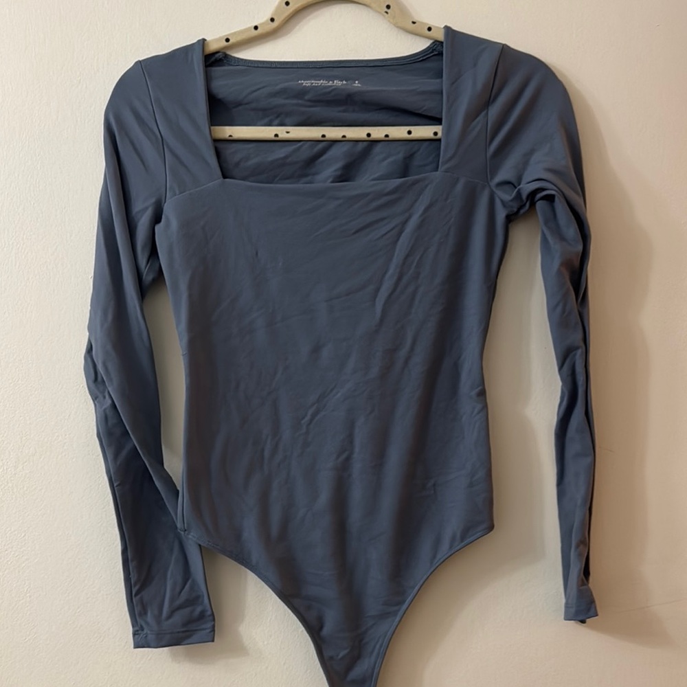 Abercrombie & Fitch Blue Asymmetrical Long Sleeve Bodysuit
